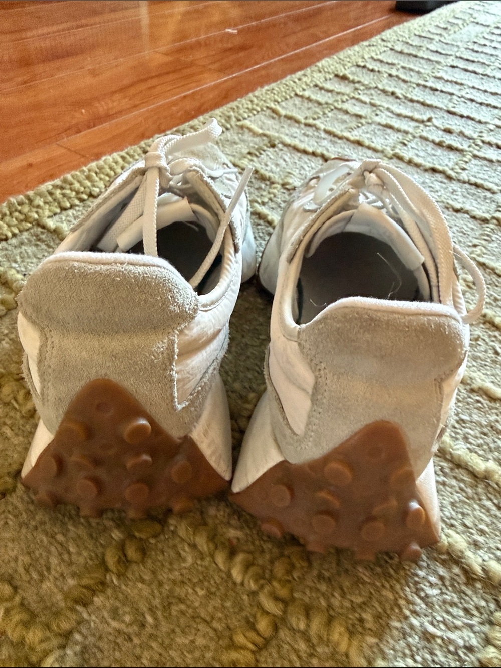 New Balance Women's White and Light Gray Suede & Leather Sneakers - Picture 3 of 5